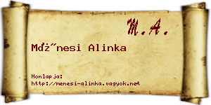 Ménesi Alinka névjegykártya